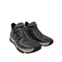 Rieker Shoes Womens 39 Black Sneakers Side Zip Ankle Boots Comfort Angela US 8