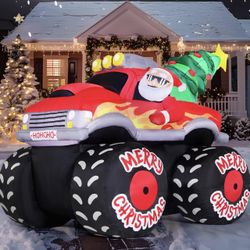 7ft Long Monster Truck Christmas Inflatable 