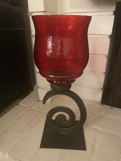 Red Hurricane Candle Holder 