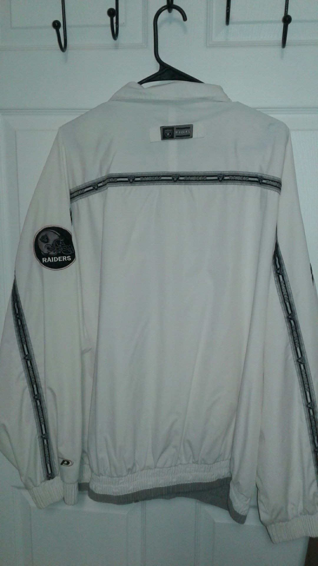 Vintage 90s RAIDERS pro player thin jacket white with Raiders