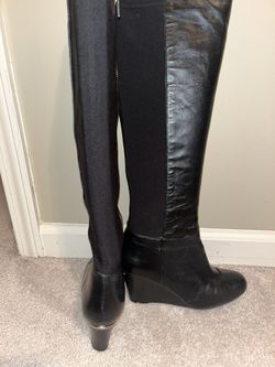 Ladies, Michael Kors, long leather and cloth wedge boot