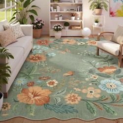 Soft Green Rug Stain Resistant, 8x10 Rug