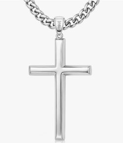 Ringcal Cross Necklace for Men with Gift Box,Silver Gold Stainless Steel Cross Pendant Necklace Mens Crucifix Chain Necklace