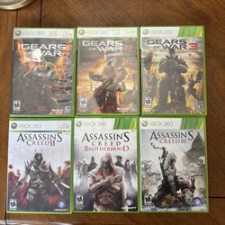 6 Mint Condition CIB Xbox 360 Video Games Including Gears Of War And Assassins Creed