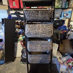 Black Ladder Shelf And Baskets