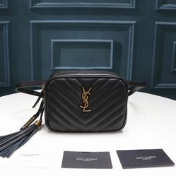 Saint Laurent Lou Medium YSL Camera Bag w/ Pocket in Quilted Leather