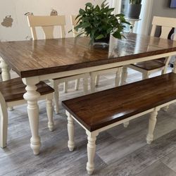 Farmhouse wood dining table 