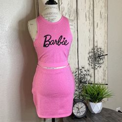 Pink Barbie Crop Top and Mini Skirt Set