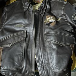 Men’s Brown Leather Harley Bomber Jacket