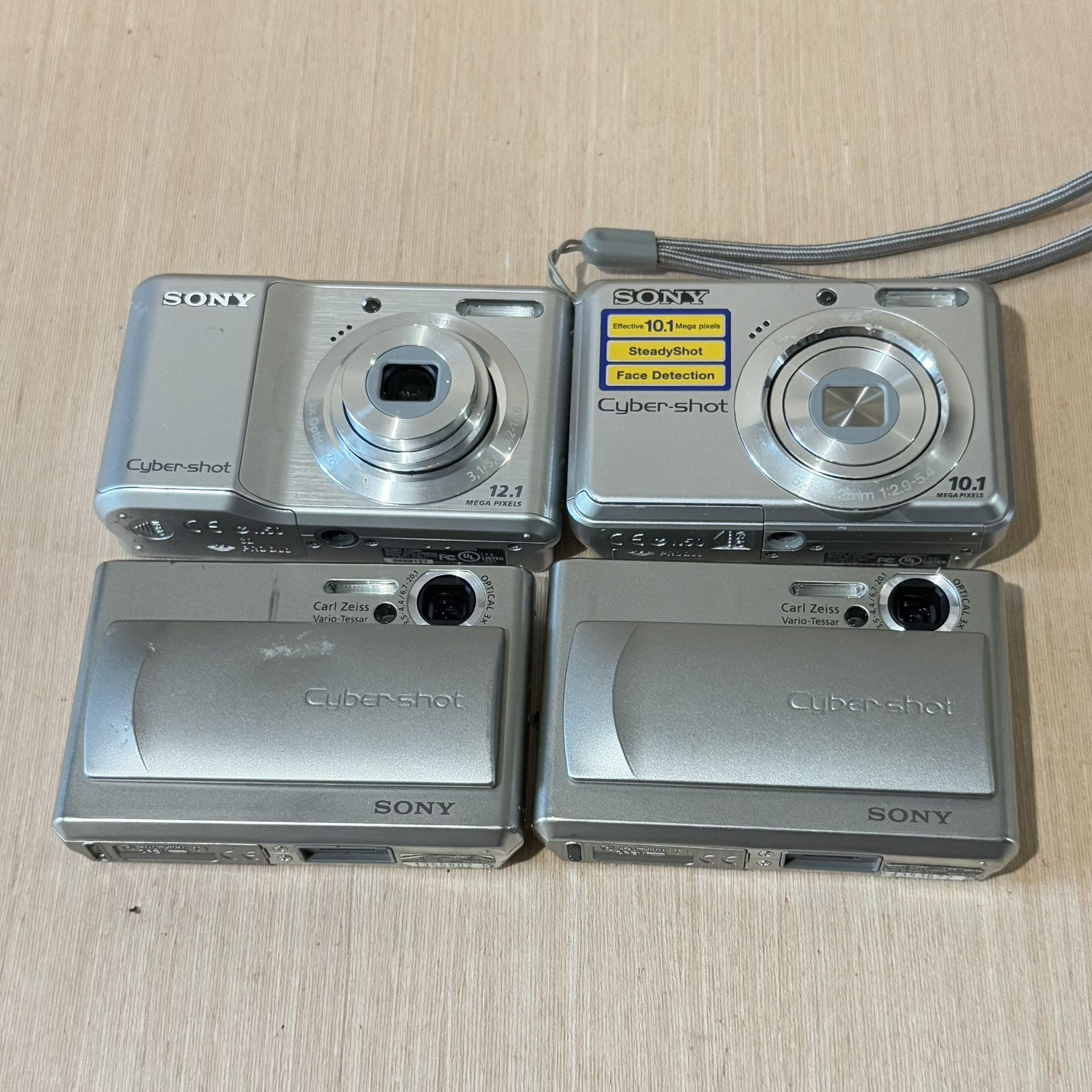 Lot Of 4 Sony Cyber-Shot Digital Cameras Broken “Parts/Repair” Read Info Below!  