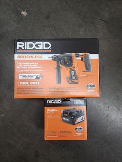 NEW Rigid 18V Brushless Cordless 1 in SDS Plus Rotary Hammer w/ 18V Lithium Ion 4.0 Ah Battery