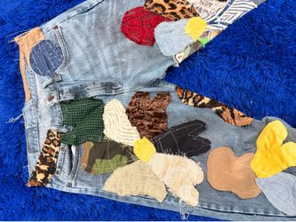 Kapital inspired denim patchwork jeans