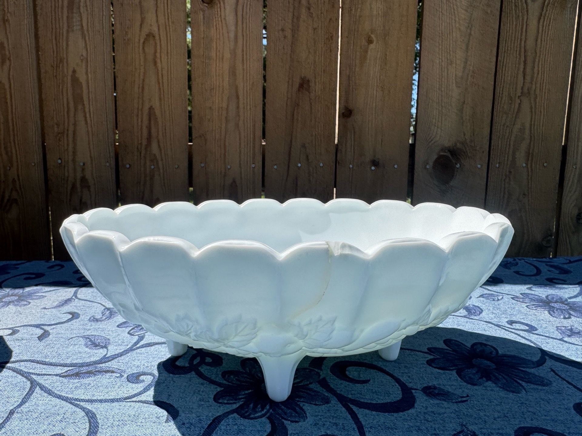 3 Vintage Indiana Colony Oval Milk Glass Bowls w/feet