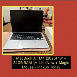 MacBook Air M4 (2025) 13” – 24GB RAM  New + Magic Mouse – Pickup Today 