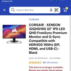 Gaming Monitor CORSAIR XENEON 32QHD165 With Monitor Stand 