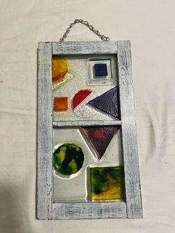 Handmade Fused Glass Geometric Sun Catcher Wall Art
