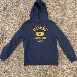 Nike UTEP Miners YOUTH Size S Navy Hoodie with hand pockets 