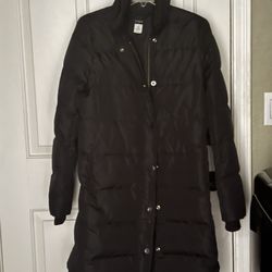 BRAND NEW J CREW Women’s Long Black Puffer Coat 