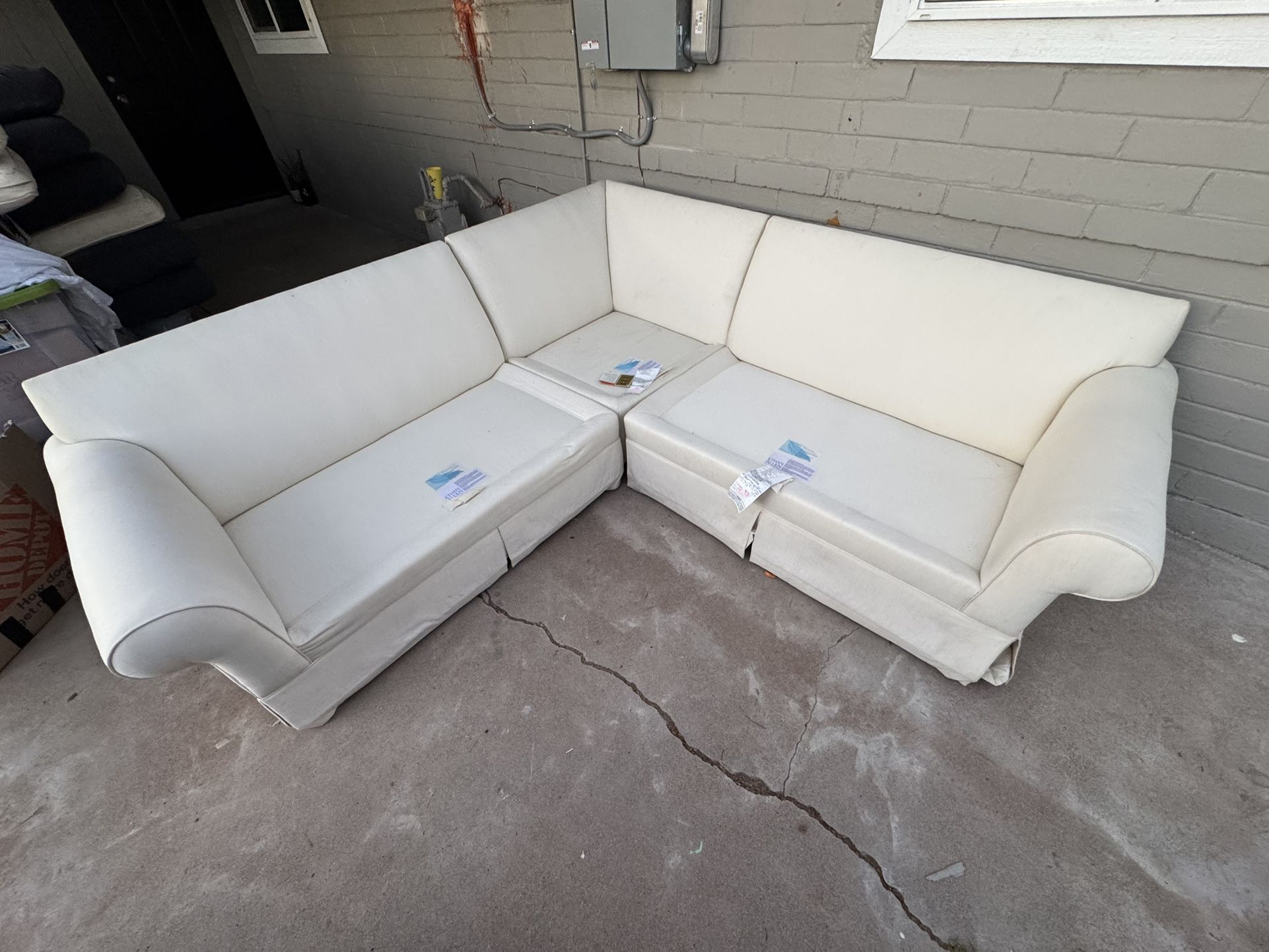 Ethan Allen 3-Piece Sectional Sofa – Roll Arms + Feather-Blend Cushions