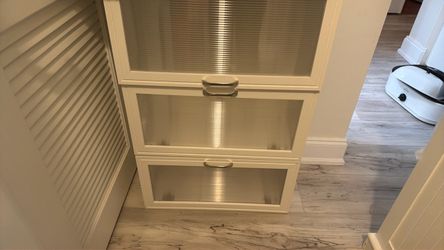 White 3-Drawer Cabinet with Glass Fronts