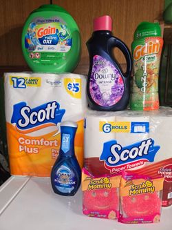 Laundry detergent and cleaning supplies bundles