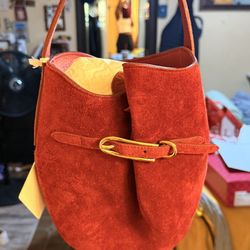 Liffner Suede Mini Bucket Purse 