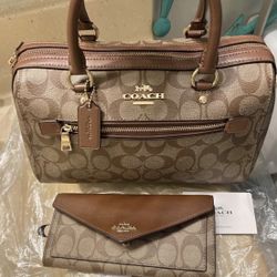 Authentic Coach Signature Rowan Purse And Wallet