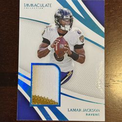 2021 Immaculate Lamar Jackson Patch 1/5 #RM-LJ Baltimore Ravens