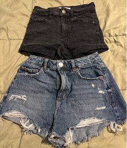 Garage Denim Shorts 2 Pack Size 0 & 1 Black Cutoff & Blue Distressed