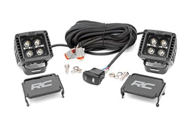 Rough Country 2 Inch Black Series LED Light Pods Spot Square | Amber DRL