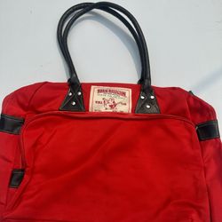 True Religion Red Travel Bag with Black Details