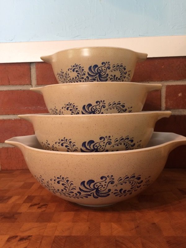 Vintage Pyrex Homestead Pattern Cinderella Mixing Bowls for Sale in ... Vintage Pyrex Homestead Pattern Cinderella Mixing Bowls for Sale in ...