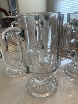 Set Of 5 Footed Irish Coffee Mugs Excellent Condition