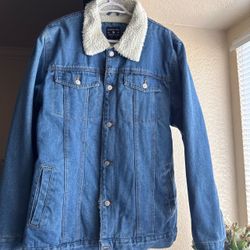 Jean coat with fur