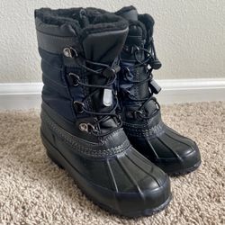 Lands’ End Black/Navy Winter Snow Boots Youth Size 13M Insulated Waterproof