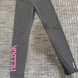 Fleece Reebok Gray Leggings With Pink Logo