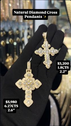 10K 1.8CTS 2.2” Natural Diamonds Cross Pendant