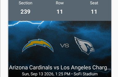 2 Premier Sec 239 Chargers tickets