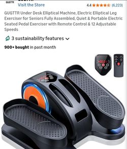 Under Desk Elliptical Machine, Electric Elliptical Leg Exerciser for Seniors Fully Assembled, Quiet & Portable Electric Seated Pedal Exerciser with Re