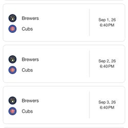 Cubs Vs Brewers  -  September 1-3