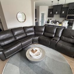 Brand New Wylder Leather Power Reclining Sectional – Power Headrests