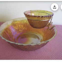 Vintage Glass Chip N Dip And Candy Jar Set