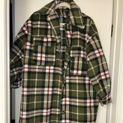 HER & MINE Oversized Plaid Shacket(Size:Small)