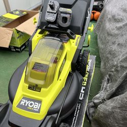 RYOBI ONE+ HP 18V Brushless 16 in. Cordless Battery Walk Behind Push Lawn Mower with (1)4.0 Ah Batteries and (1) Charger