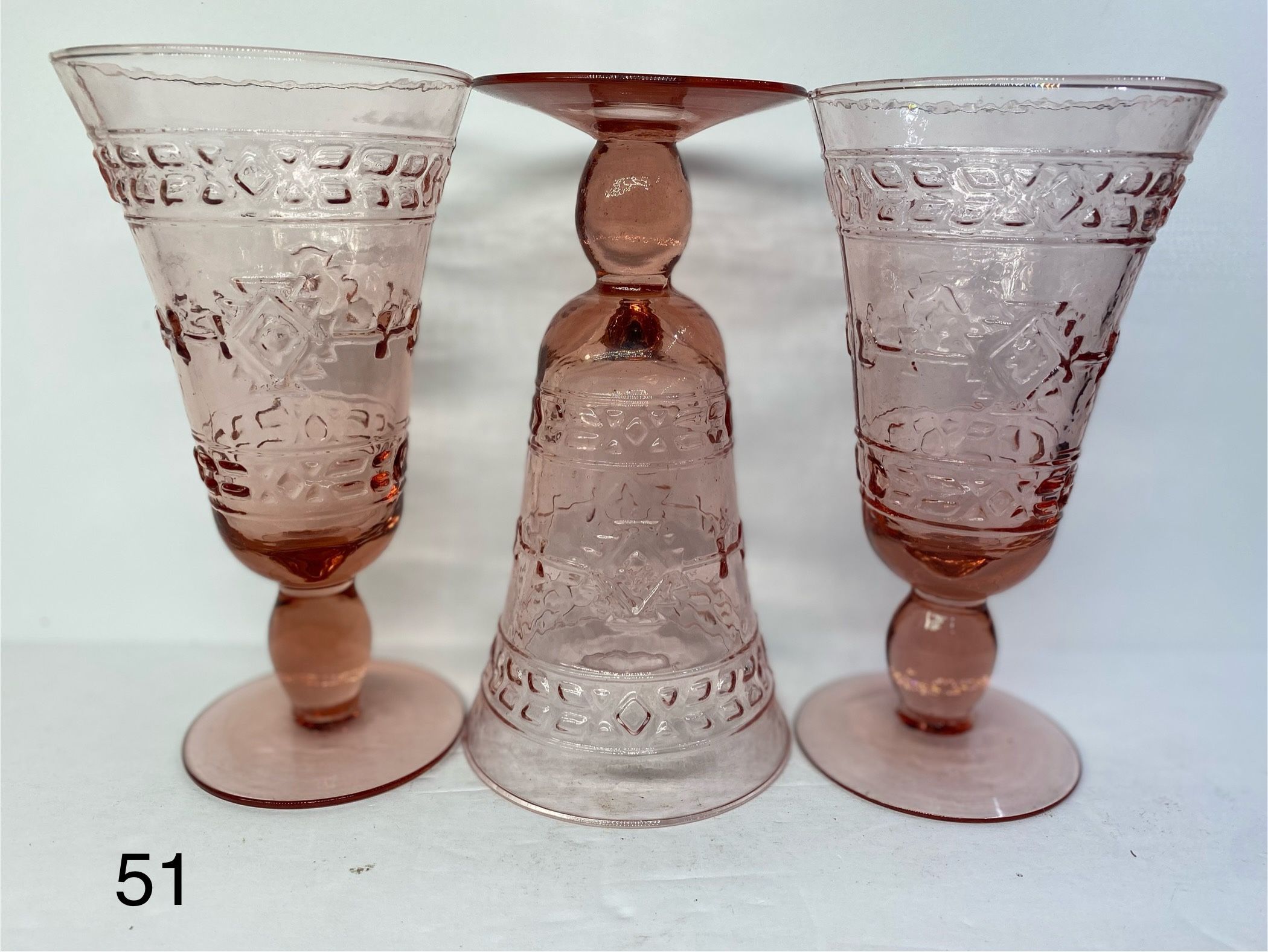Set of (3) Vintage Mikasa Studio Nova Adirondack Aztec Southwestern Pink Water Goblet. 7