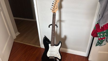 Black Squire Strat Guitar