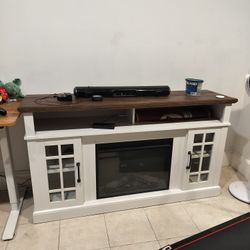 TV Media Stand With Fireplace