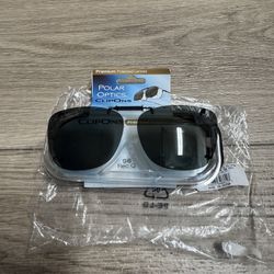 Polar Optics Unisex REC P 56 Rectangle ClipOns Sunglasses Grey