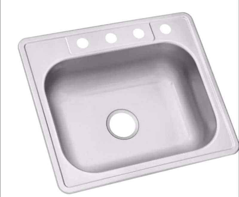 Drop In Stainless Steel Hole Single Bowl Kitchen Sink Durable Fixture Versatile