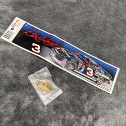 Awesome NASCAR Vintage Dale Earnhardt Bundle. 5-Time Winston Cup Champion Pin & Large Fan Sticker! Brand new! 